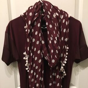Ann Taylor Burgundy tee with matching scarf Sz SP